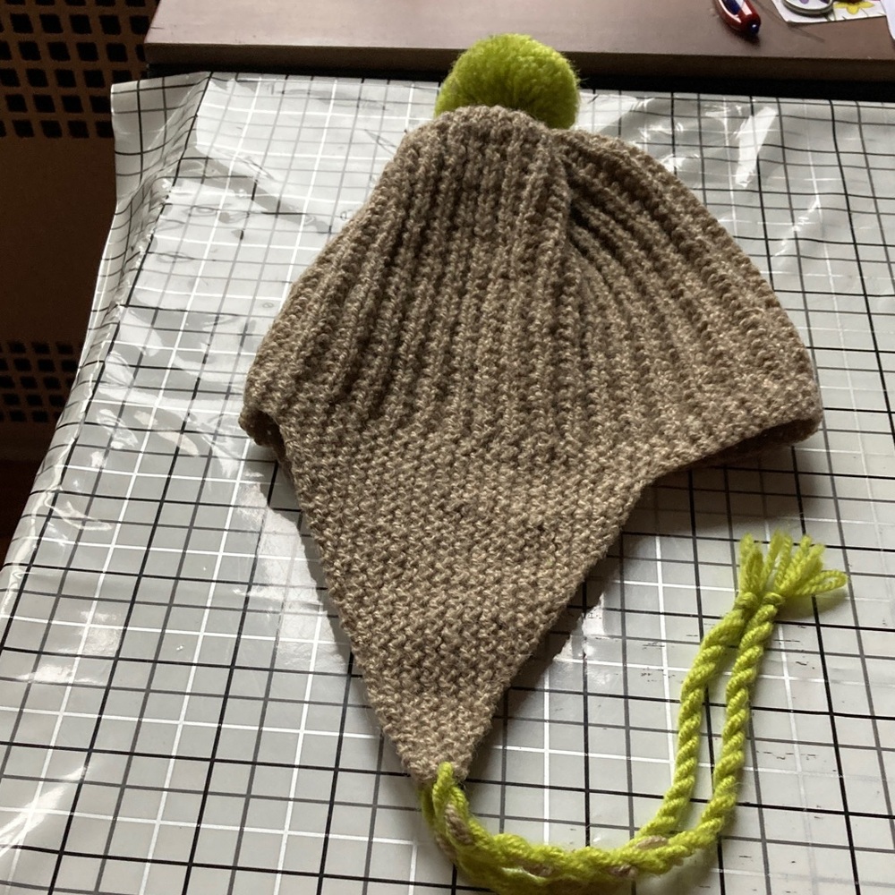 Artisan Tan and Green Knit Kids Hat
